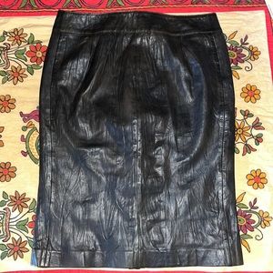 Joes deep brown above the knee midi vegan faux leather  button up skirt